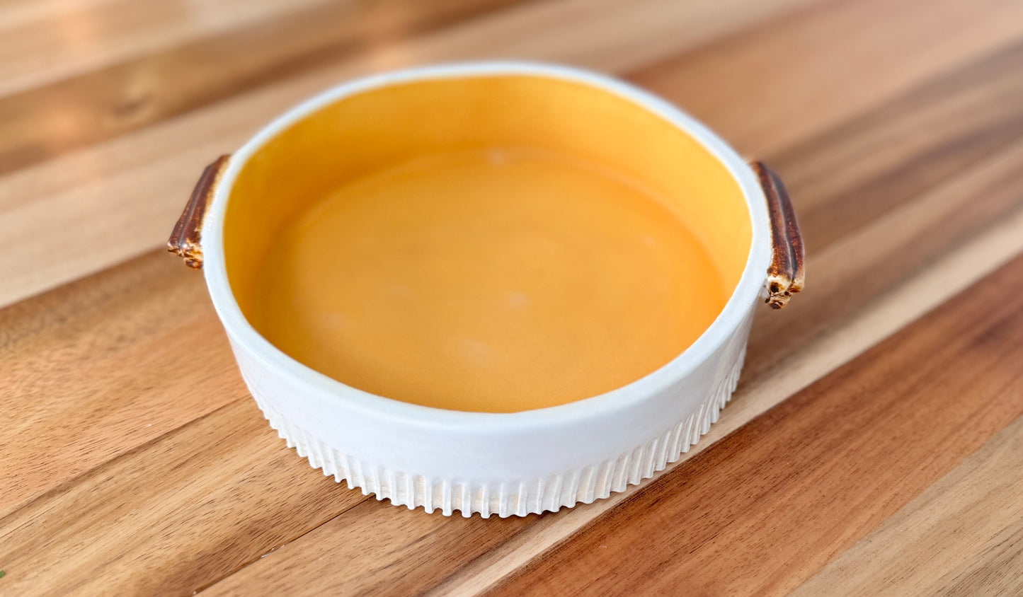 Medium Yellow Handcrafted Ceramic Serving Bowl with Handles
