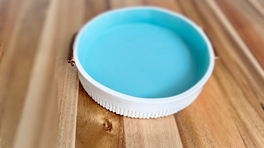 Large Light Turquoise Handcrafted Ceramic Serving Bowl with Handles